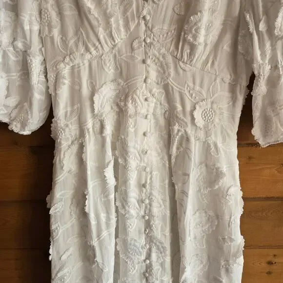 Vita Grace Dress Sierra Embroidered Cotton Summer Day Floral White Button Boho - Picture 5 of 8